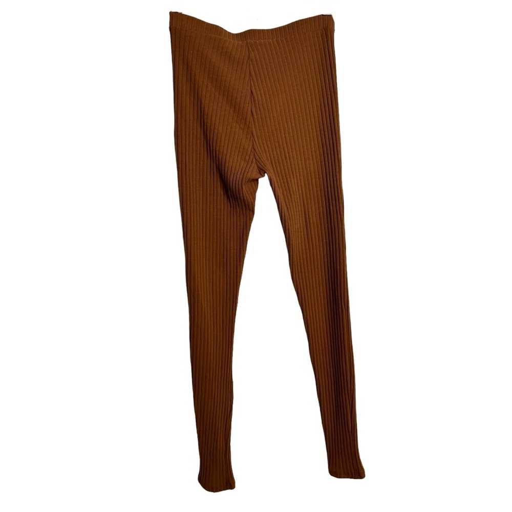 Fashion Nova 2 Piece Long Poet Sleeves Ribbed Brown Crop Top and Pants - Picture 8 of 15